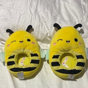 Squishmallows 11/12 Yellow Bee Plush Slippers euc worn once